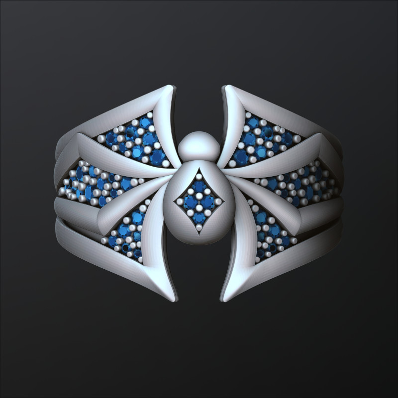 Minimalistic Spider Ring With Gems 3D print model 3D Print Model .c4d .max .obj .3ds .fbx .stl .blend