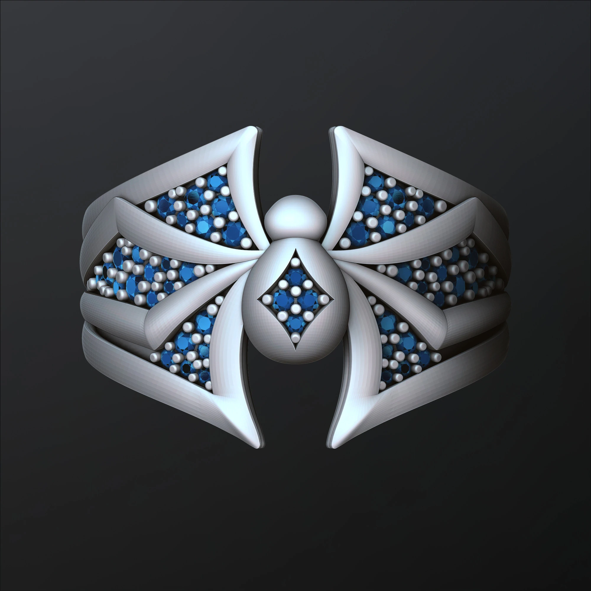 Minimalistic Spider Ring With Gems 3D print model 3D Print Model .c4d .max .obj .3ds .fbx .stl .blend 