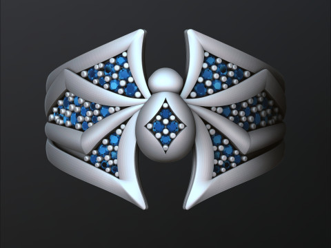 Minimalistic Spider Ring With Gems 3D print model 3Dプリントモデル