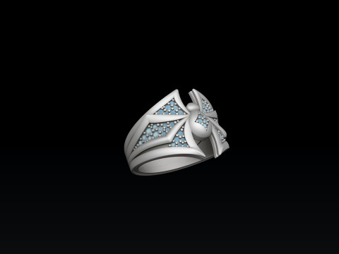 Minimalistic Spider Ring With Gems 3D print model 3D Print Model