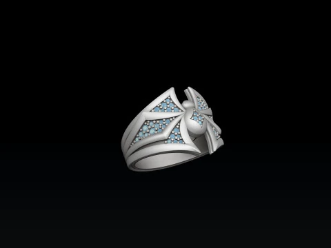 Minimalistic Spider Ring With Gems 3D print model 3D Print Model