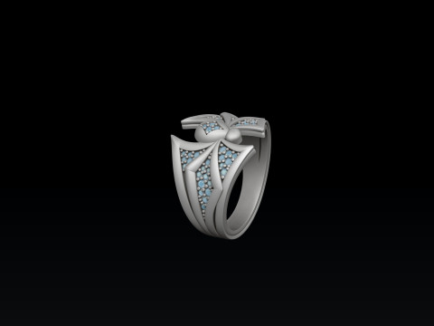 Minimalistic Spider Ring With Gems 3D print model 3D Print Model
