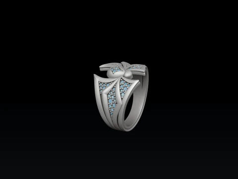 Minimalistic Spider Ring With Gems 3D print model 3D Print Model