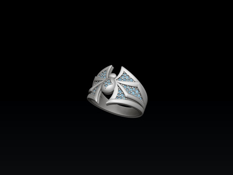 Minimalistic Spider Ring With Gems 3D print model 3D Print Model