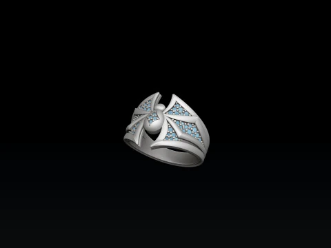 Minimalistic Spider Ring With Gems 3D print model 3D Print Model