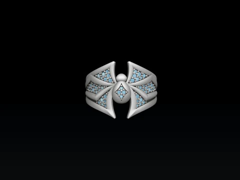 Minimalistic Spider Ring With Gems 3D print model 3D Print Model