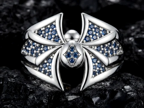 Minimalistic Spider Ring With Gems 3D print model 3D Print Model