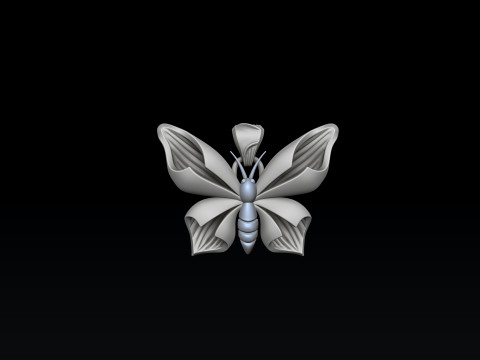 Butterfly Ring Pendant Set 3D print model 3Dプリントモデル