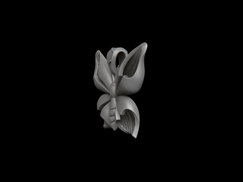 Butterfly Ring Pendant Set 3D print model 3Dプリントモデル