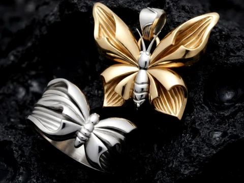 Butterfly Ring Pendant Set 3D print model 3D Print Model