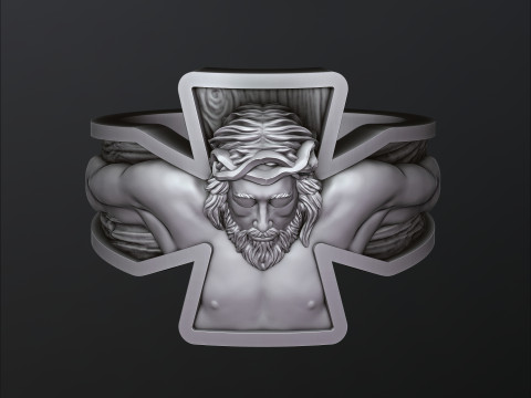 Jesus Crucifixion Cross Ring 3D print model 3Dプリントモデル