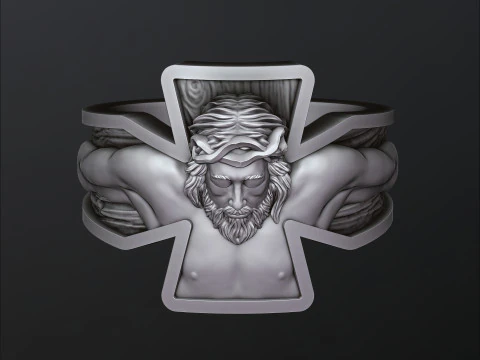 Modello di stampa 3D dell'anello della croce della crocifissione di Ges&ugrave; Modello di stampa 3D