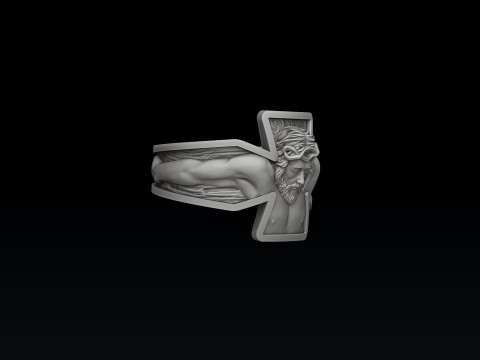 Jesus Crucifixion Cross Ring 3D print model 3Dプリントモデル