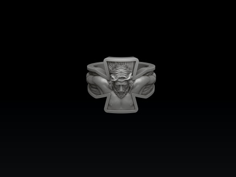 Jesus Crucifixion Cross Ring 3D print model 3Dプリントモデル