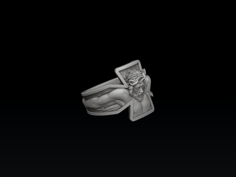 Jesus Crucifixion Cross Ring 3D print model 3Dプリントモデル