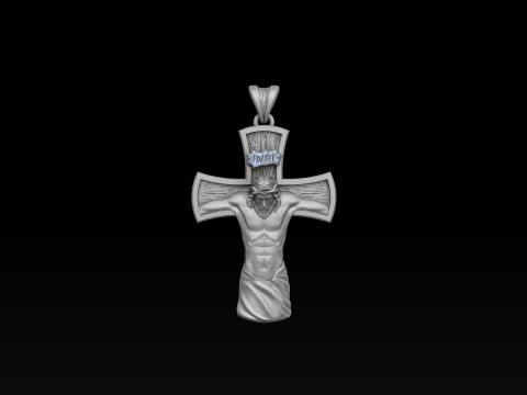 Jesus Crucifixion cross ring pendant set 3D print model 3D Принт Модель