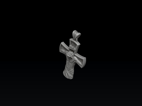 Jesus Crucifixion cross ring pendant set 3D print model 3D Принт Модель