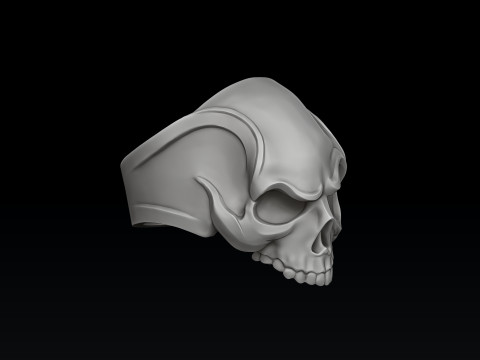 Angry Skull Ring Version 2 3D print model 3Dプリントモデル