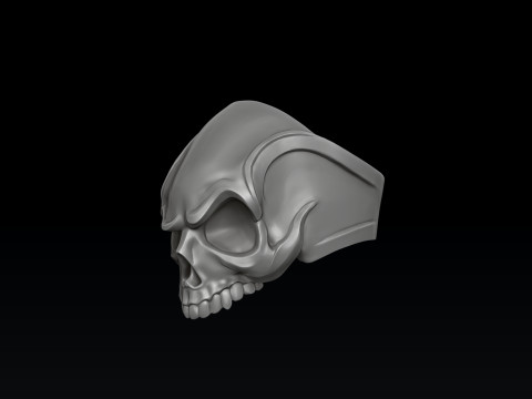 Angry Skull Ring Version 2 3D print model 3Dプリントモデル