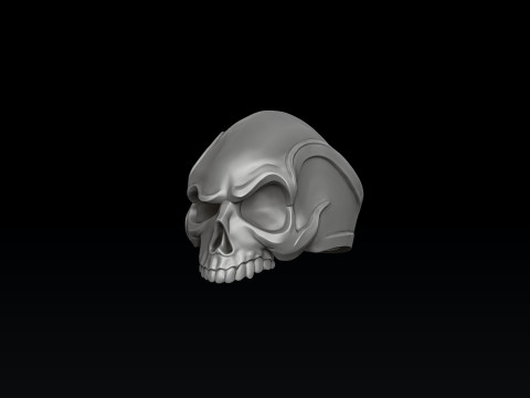 Angry Skull Ring Version 2 3D print model 3Dプリントモデル
