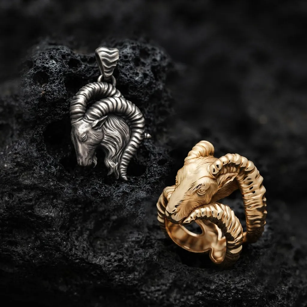 Capricorn Pendant Ring Set 3D print model 3D Print Model .c4d .max .obj .3ds .fbx .stl .blend