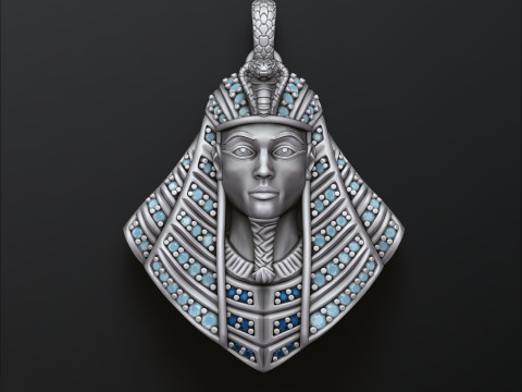 Pharaoh Pendant With Gems 3D print model 3Dプリントモデル