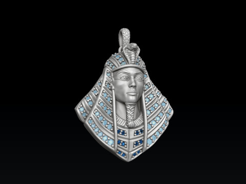 Pharaoh Pendant With Gems 3D print model 3Dプリントモデル