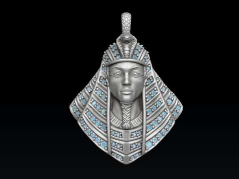 Pharaoh Pendant With Gems 3D print model 3Dプリントモデル