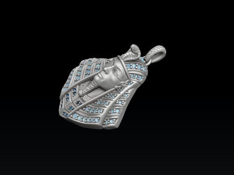 Pharaoh Pendant With Gems 3D print model 3Dプリントモデル