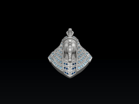 Pharaoh Pendant With Gems 3D print model 3Dプリントモデル