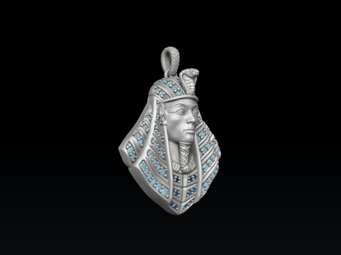 Pharaoh Pendant With Gems 3D print model 3Dプリントモデル