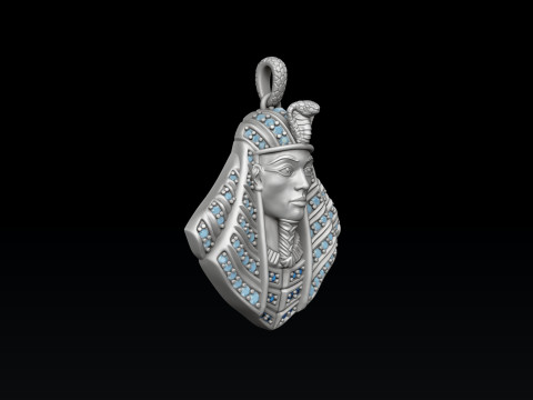 Pharaoh Pendant With Gems 3D print model 3Dプリントモデル