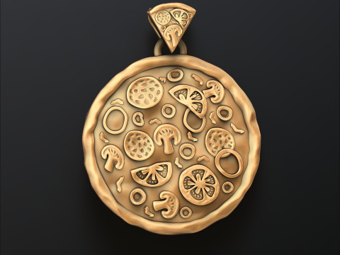Pizza Pendant 3D print model 3Dプリントモデル