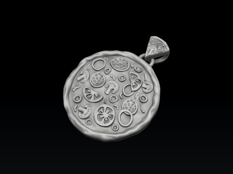 Pizza Pendant 3D print model 3Dプリントモデル