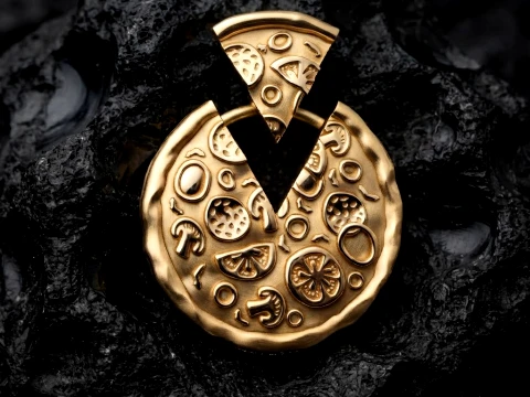 Modèle d'impression 3D du pendentif pizza version 2 Modèles 3D en vedette