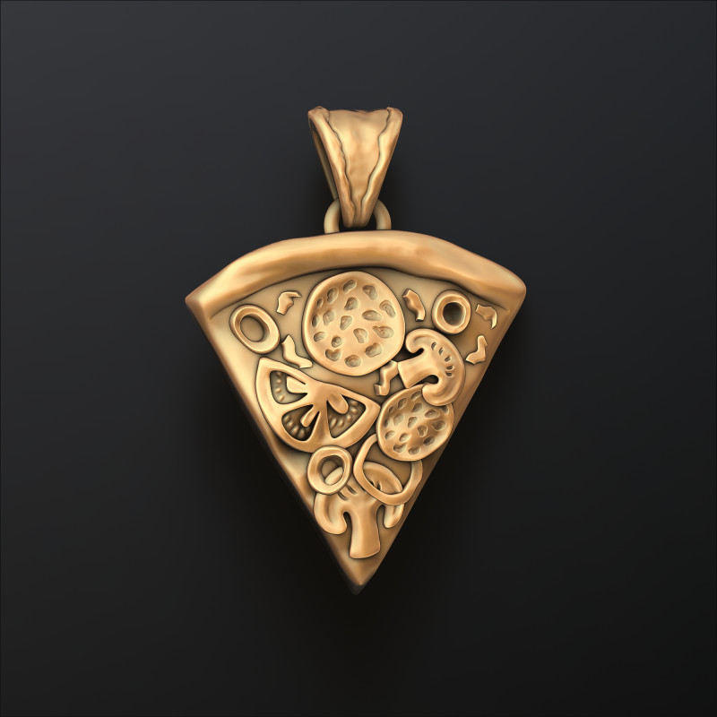 Pizza Slice Pendant 3D print model Modello di stampa 3D .c4d .max .obj .3ds .fbx .stl .blend