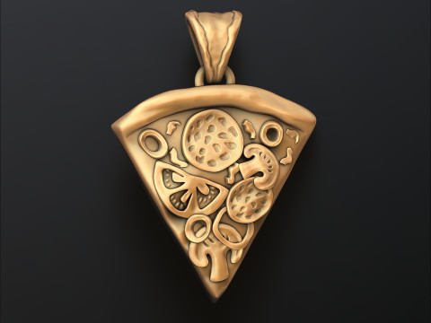 Pizza Slice Pendant 3D print model 3Dプリントモデル