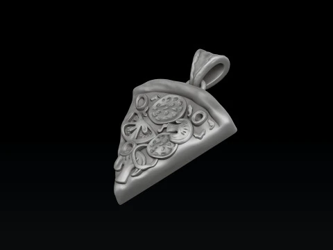 Modelo de impress&atilde;o 3D de pingente de fatia de pizza Modelo de Impressão 3D