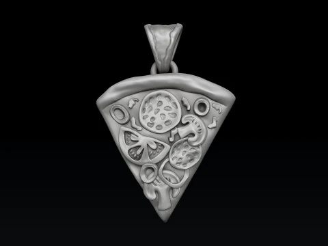 Modelo de impress&atilde;o 3D de pingente de fatia de pizza Modelo de Impressão 3D