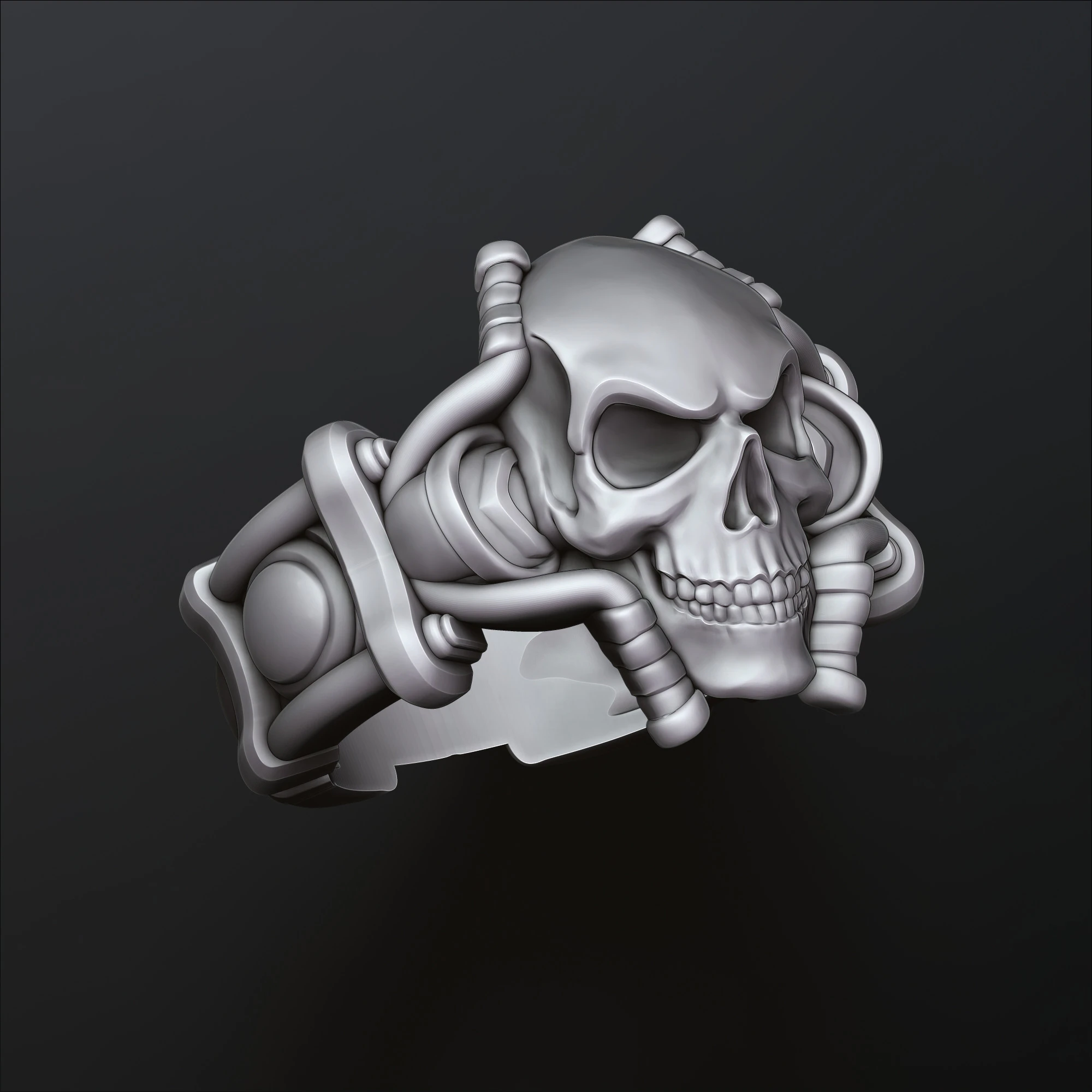 Modello di stampa 3D dell'anello da motociclista con teschio Modello di stampa 3D .c4d .max .obj .3ds .fbx .stl .blend 