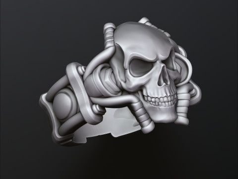 Skull Biker Ring 3D print model 3Dプリントモデル