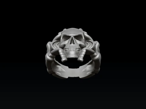 Modello di stampa 3D dell'anello da motociclista con teschio Modello di stampa 3D