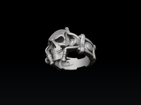 Skull Biker Ring 3D print model 3D Baskı Modeli