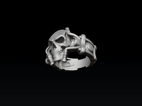 Modello di stampa 3D dell'anello da motociclista con teschio Modello di stampa 3D