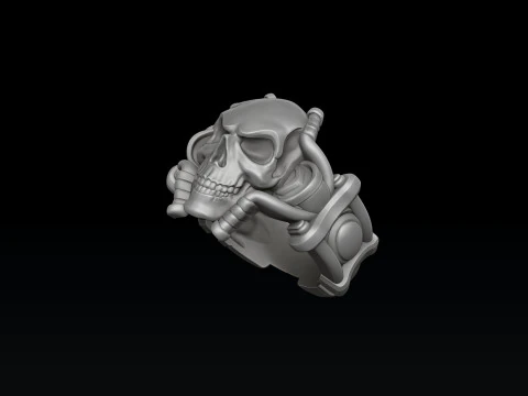 Modello di stampa 3D dell'anello da motociclista con teschio Modello di stampa 3D