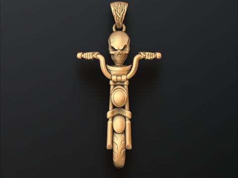 Skull Biker Pendant 3D print model 3Dプリントモデル