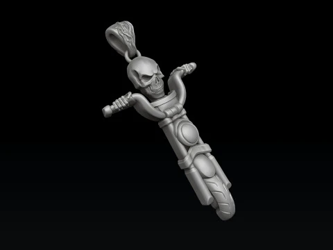 Skull Biker Pendant 3D print model 3D Print Model