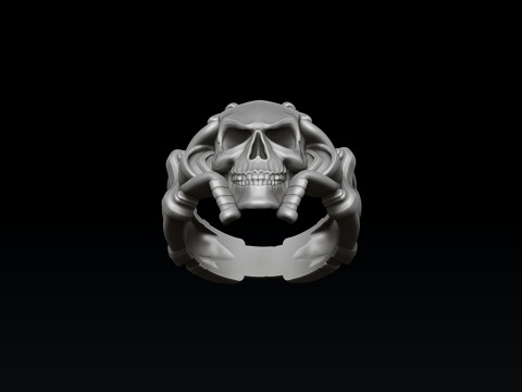Skull biker pendant ring collection 3D print model 3Dプリントモデル
