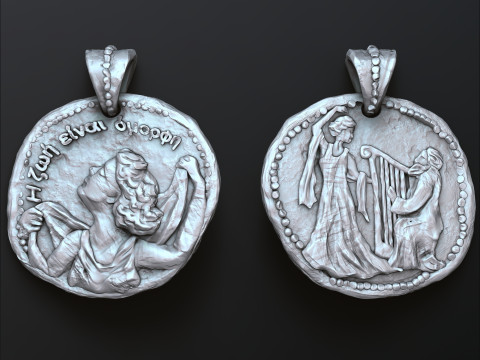 Old Coin Pendant 3D print model 3Dプリントモデル