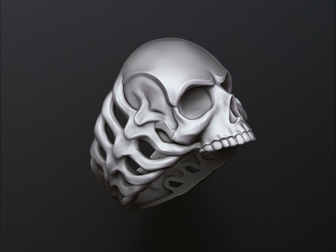 Skull Skeleton Ring 3D print model 3Dプリントモデル